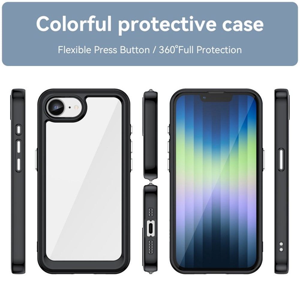 WANLONFENG For iPhone 17e / 16e Phone Case  XC Series TPU Acrylic Cover with Tempered Glass (Big Lens Hole)