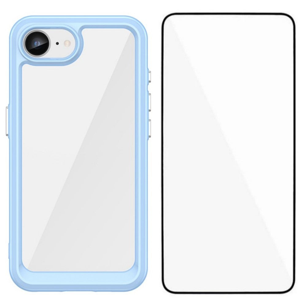 WANLONFENG For iPhone 17e / 16e Phone Case  XC Series TPU Acrylic Cover with Tempered Glass (Big Lens Hole)