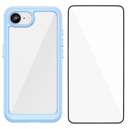 WANLONFENG For iPhone 17e / 16e Phone Case  XC Series TPU Acrylic Cover with Tempered Glass (Big Lens Hole)