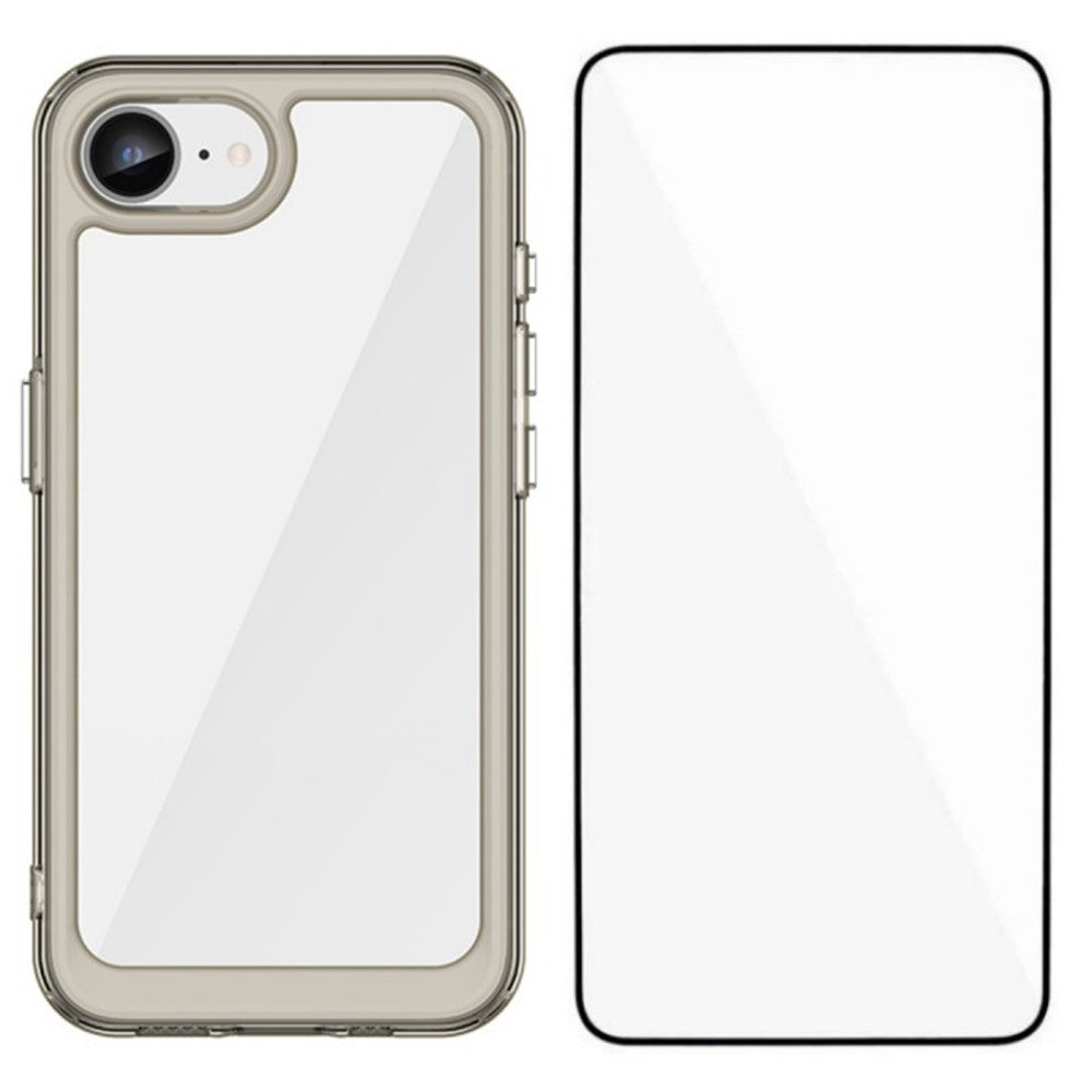 WANLONFENG For iPhone 17e / 16e Phone Case  XC Series TPU Acrylic Cover with Tempered Glass (Big Lens Hole)