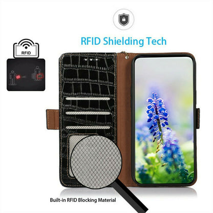 For iPhone 17 Pro Case Crocodile Texture Genuine Cow Leather Phone Wallet Cover