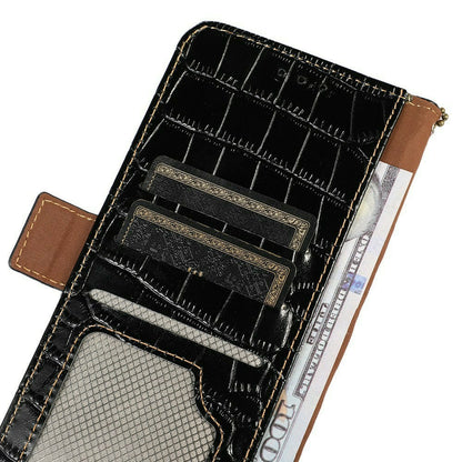 For iPhone 17 Pro Case Crocodile Texture Genuine Cow Leather Phone Wallet Cover
