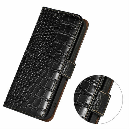 For iPhone 17 Pro Case Crocodile Texture Genuine Cow Leather Phone Wallet Cover