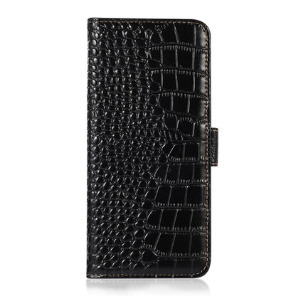 For iPhone 17 Pro Case Crocodile Texture Genuine Cow Leather Phone Wallet Cover