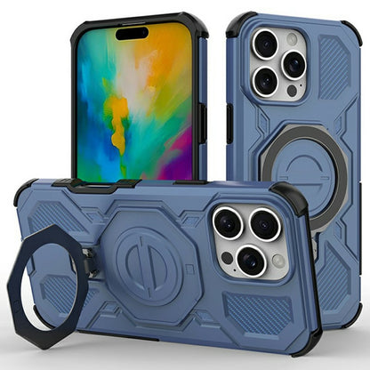 For iPhone 16 Pro Max Magnetic Case Rotating Metal Kickstand Shockproof PC + TPU Phone Back Cover