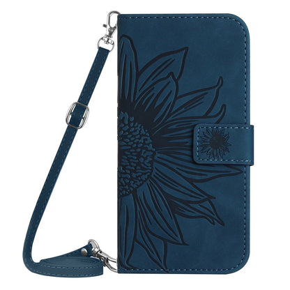 For iPhone 17 Pro Max Case Sunflower Imprint PU Leather Phone Cover with Long Strap