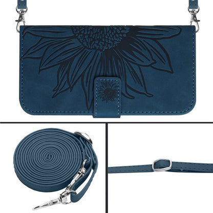 For iPhone 17 Pro Max Case Sunflower Imprint PU Leather Phone Cover with Long Strap