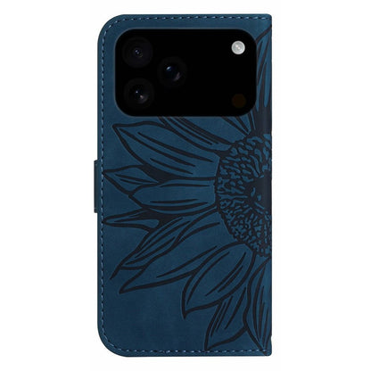 For iPhone 17 Pro Max Case Sunflower Imprint PU Leather Phone Cover with Long Strap