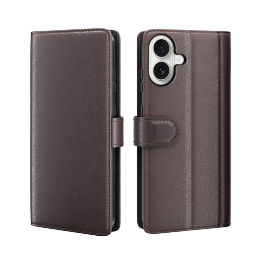 For iPhone 17 Case Genuine Split Leather Phone Cover with Wallet Stand