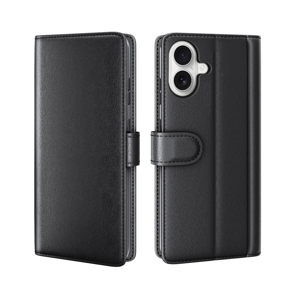 For iPhone 17 Case Genuine Split Leather Phone Cover with Wallet Stand