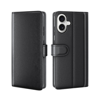 For iPhone 17 Case Genuine Split Leather Phone Cover with Wallet Stand