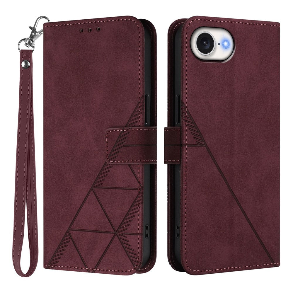 For iPhone 17e / 16e Leather Case with Hand Strap Wallet Stand Phone Cover