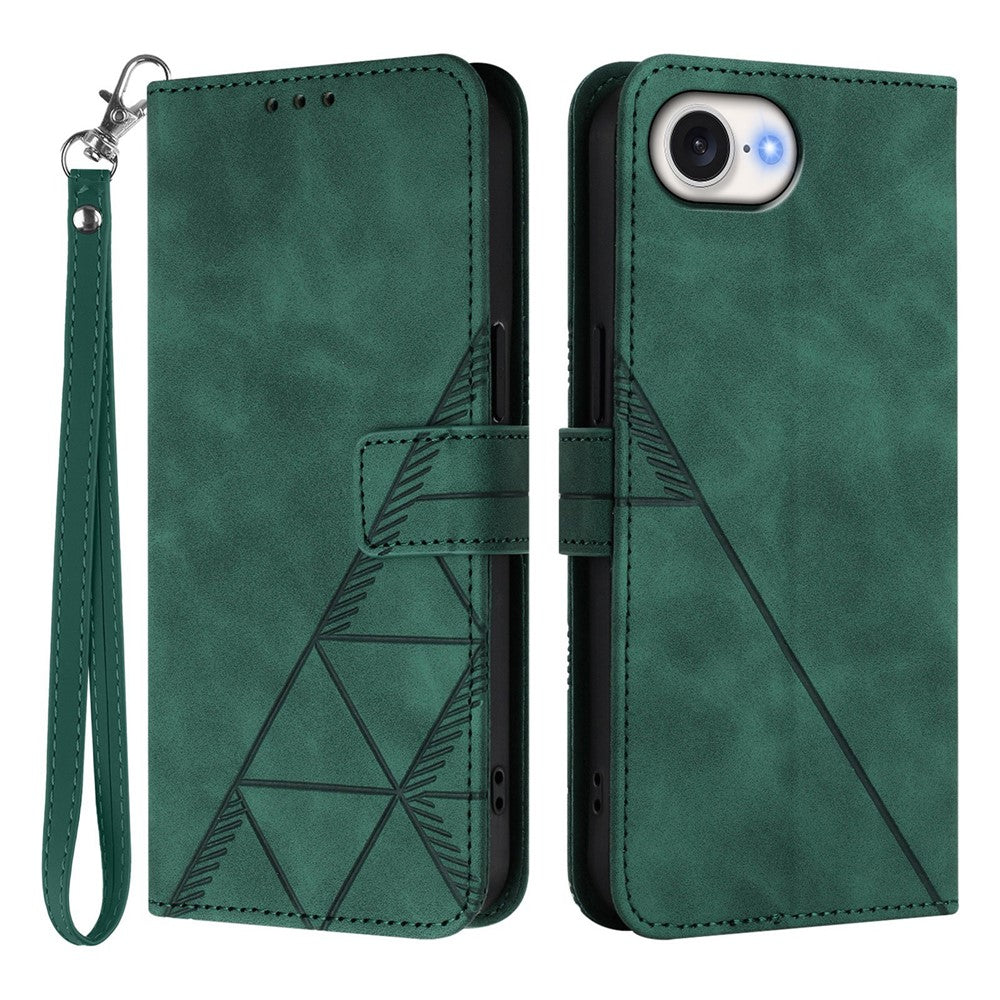For iPhone 17e / 16e Leather Case with Hand Strap Wallet Stand Phone Cover
