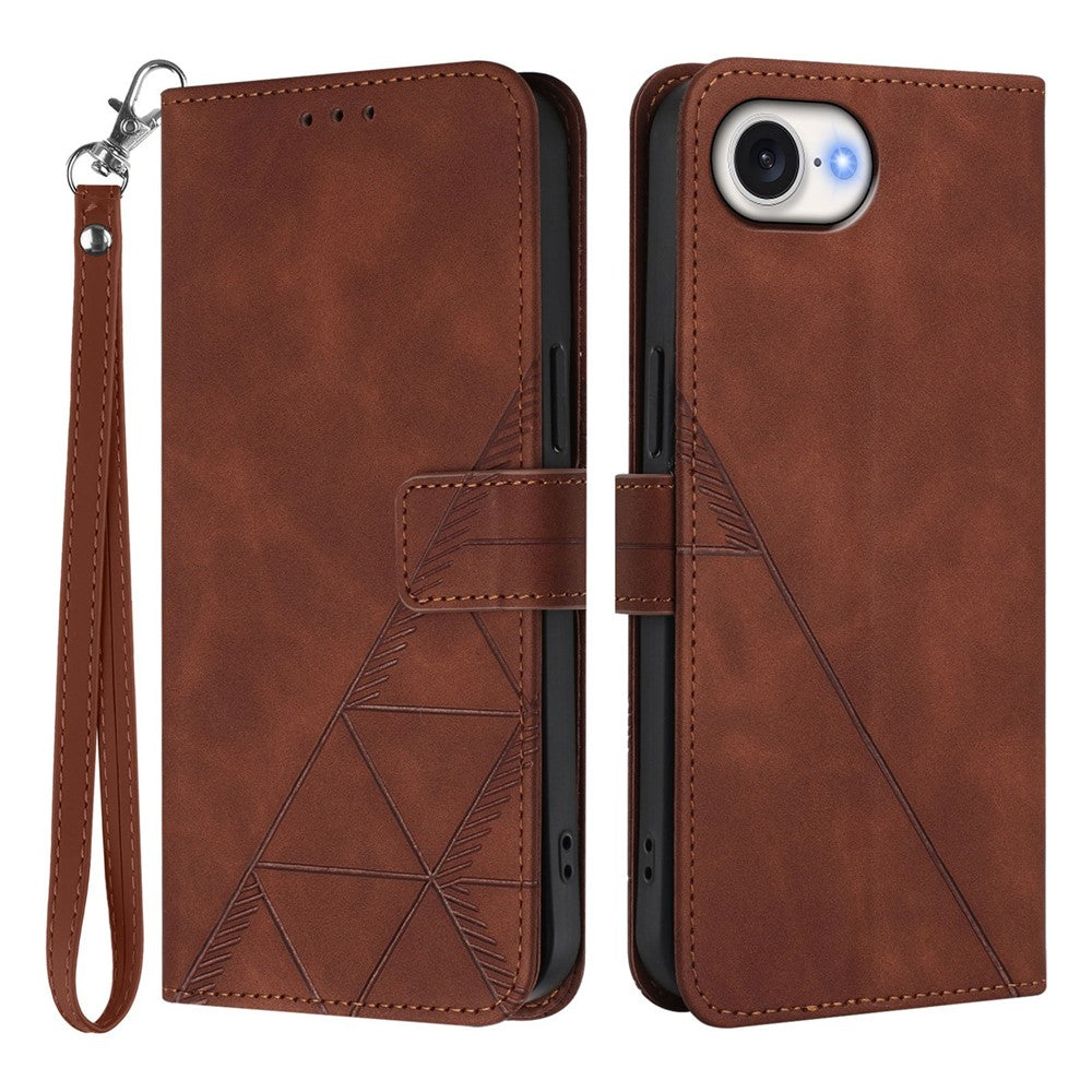 For iPhone 17e / 16e Leather Case with Hand Strap Wallet Stand Phone Cover