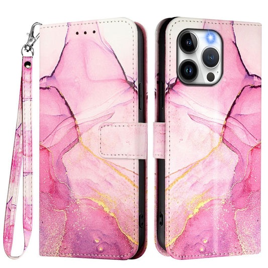 For iPhone 17e / 16e Case with Strap Marble Pattern Leather Phone Cover Card Holder