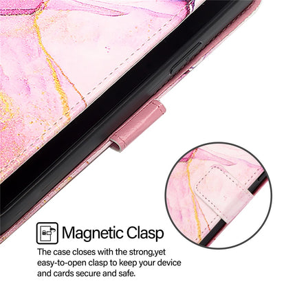 For iPhone 17e / 16e Case with Strap Marble Pattern Leather Phone Cover Card Holder