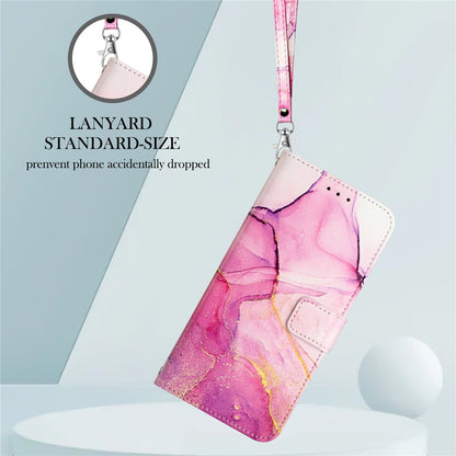 For iPhone 17e / 16e Case with Strap Marble Pattern Leather Phone Cover Card Holder