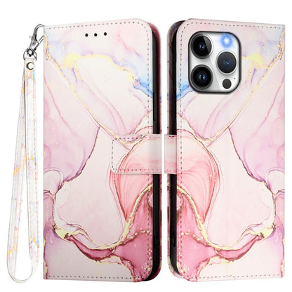 For iPhone 17e / 16e Case with Strap Marble Pattern Leather Phone Cover Card Holder