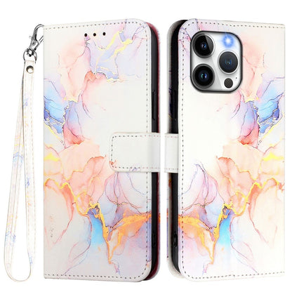 For iPhone 17e / 16e Case with Strap Marble Pattern Leather Phone Cover Card Holder