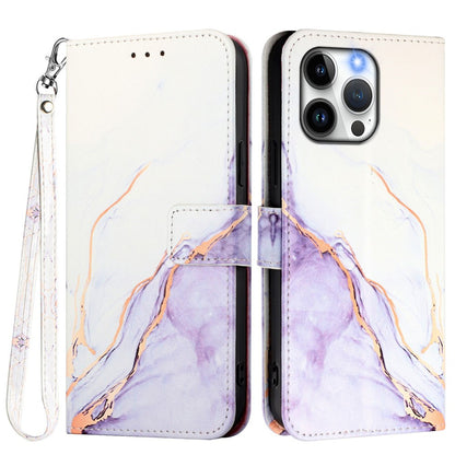 For iPhone 17e / 16e Case with Strap Marble Pattern Leather Phone Cover Card Holder