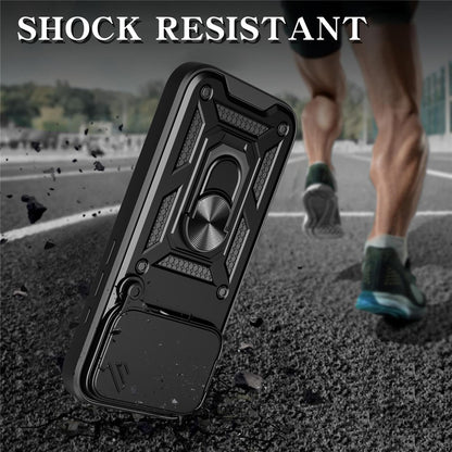 For iPhone 17 Pro Max Case with Slide Camera Lid PC + TPU Kickstand Phone Cover