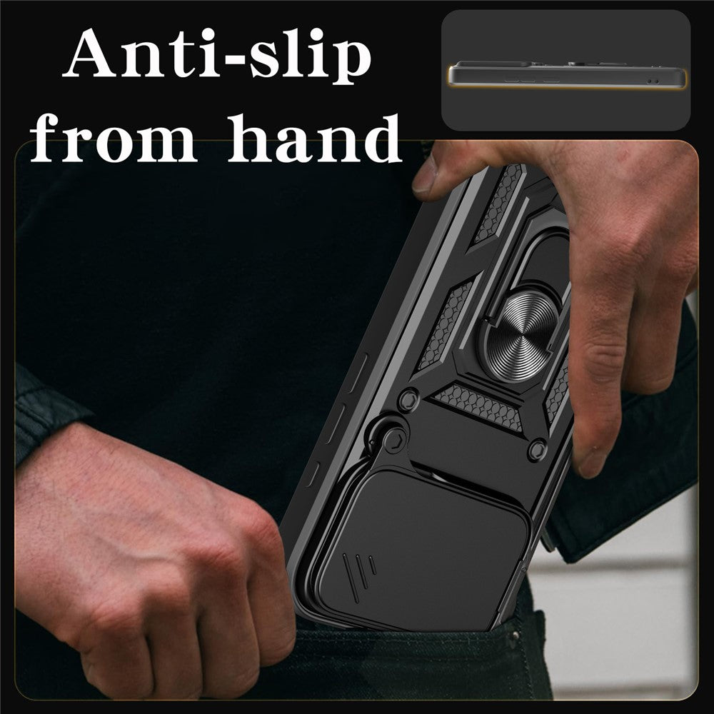 For iPhone 17 Pro Max Case with Slide Camera Lid PC + TPU Kickstand Phone Cover