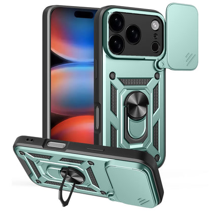 For iPhone 17 Pro Max Case with Slide Camera Lid PC + TPU Kickstand Phone Cover
