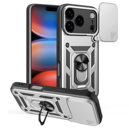 For iPhone 17 Pro Max Case with Slide Camera Lid PC + TPU Kickstand Phone Cover