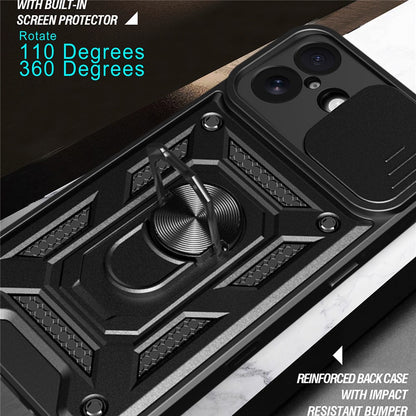 For iPhone 17 Case with Slide Camera Lid PC + TPU Kickstand Phone Cover