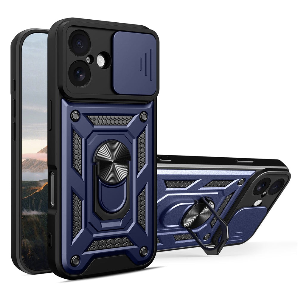 For iPhone 17 Case with Slide Camera Lid PC + TPU Kickstand Phone Cover