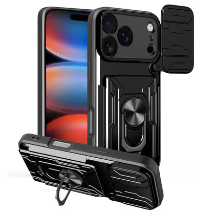 For iPhone 17 Pro Max Case PC + TPU Kickstand Phone Back Cover with Camera Slider