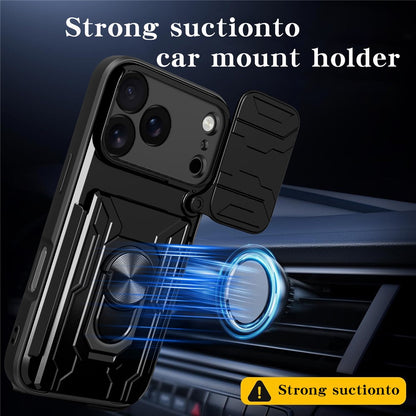 For iPhone 17 Pro Max Case PC + TPU Kickstand Phone Back Cover with Camera Slider
