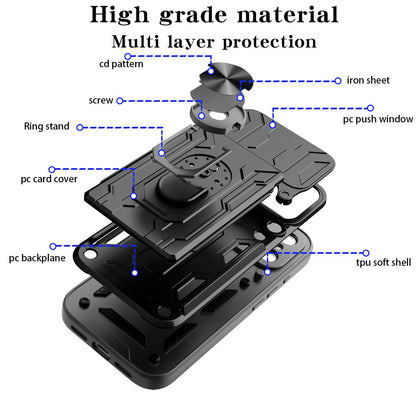 For iPhone 17 Pro Max Case PC + TPU Kickstand Phone Back Cover with Camera Slider