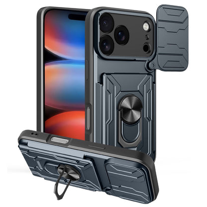 For iPhone 17 Pro Max Case PC + TPU Kickstand Phone Back Cover with Camera Slider