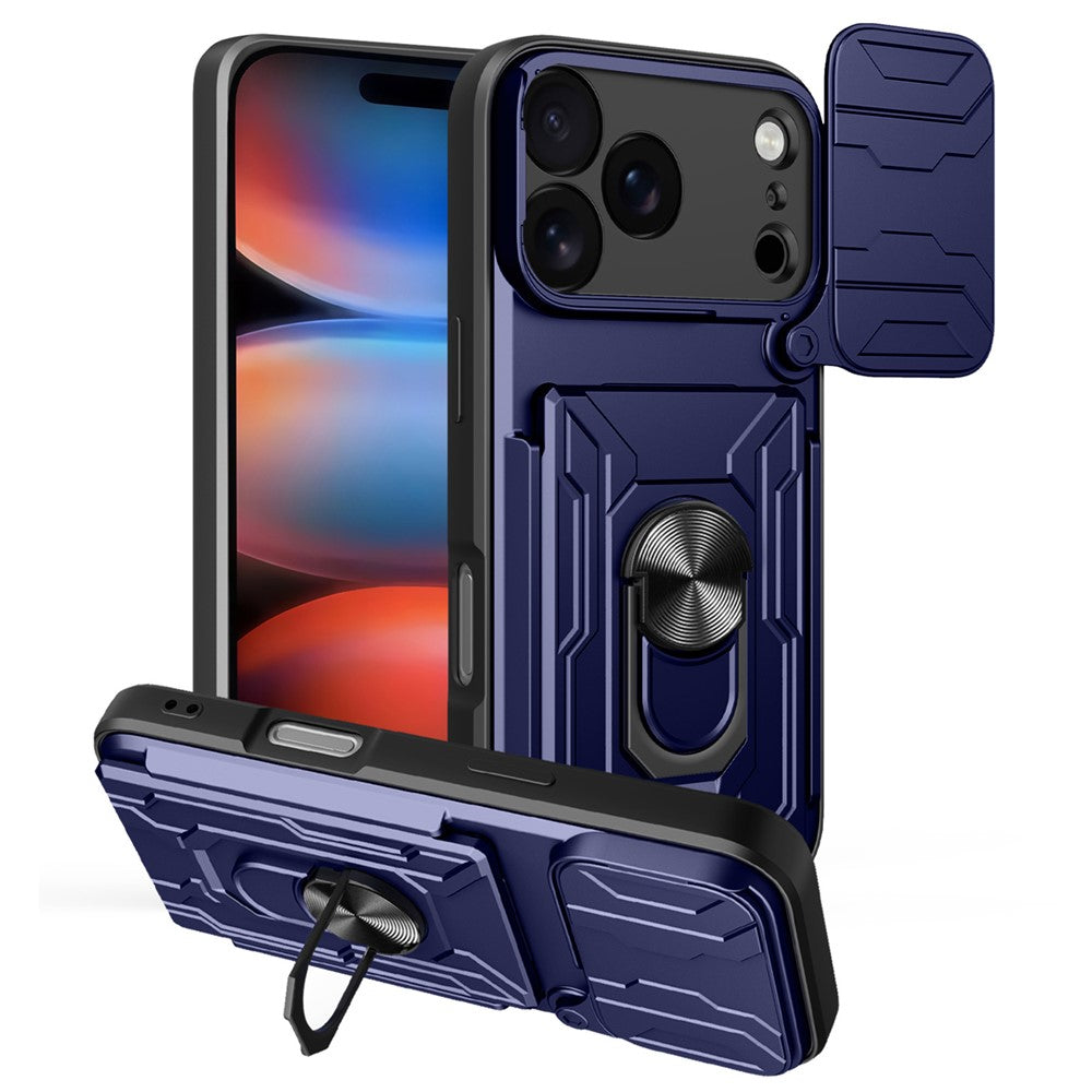 For iPhone 17 Pro Max Case PC + TPU Kickstand Phone Back Cover with Camera Slider