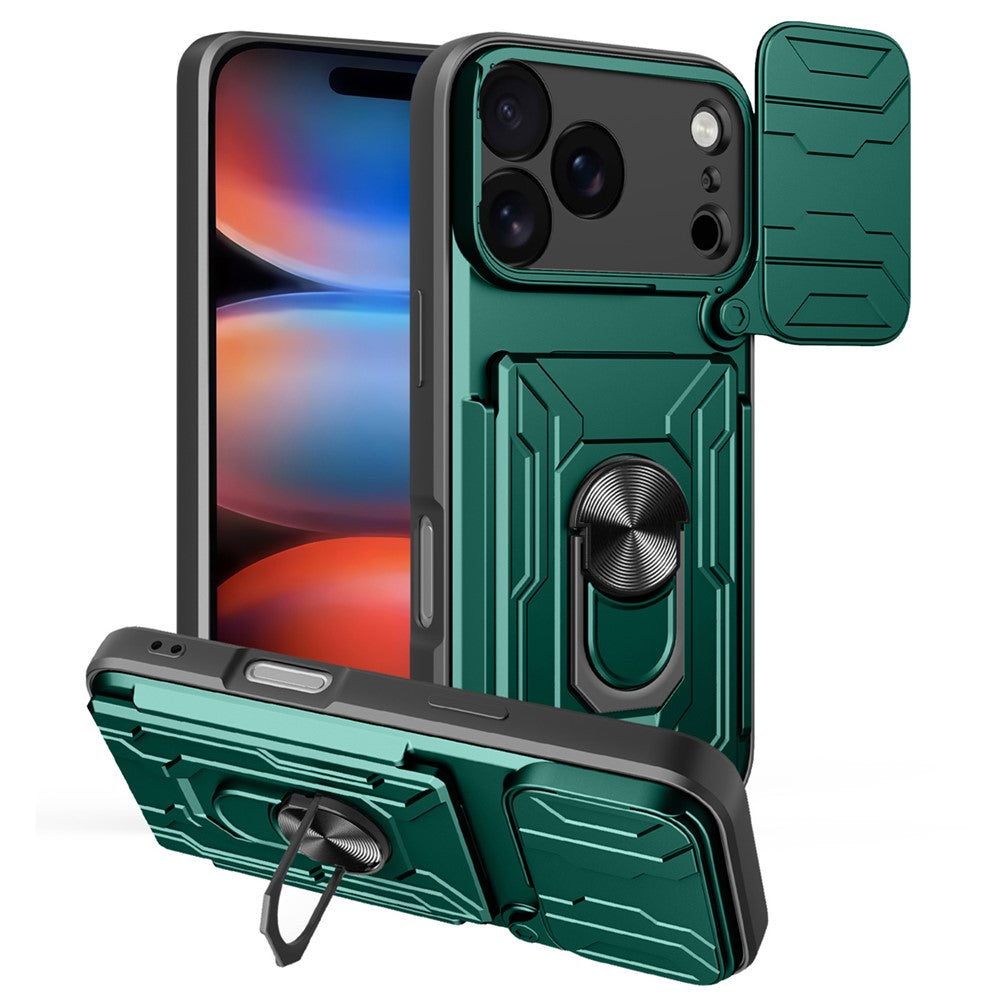 For iPhone 17 Pro Max Case PC + TPU Kickstand Phone Back Cover with Camera Slider