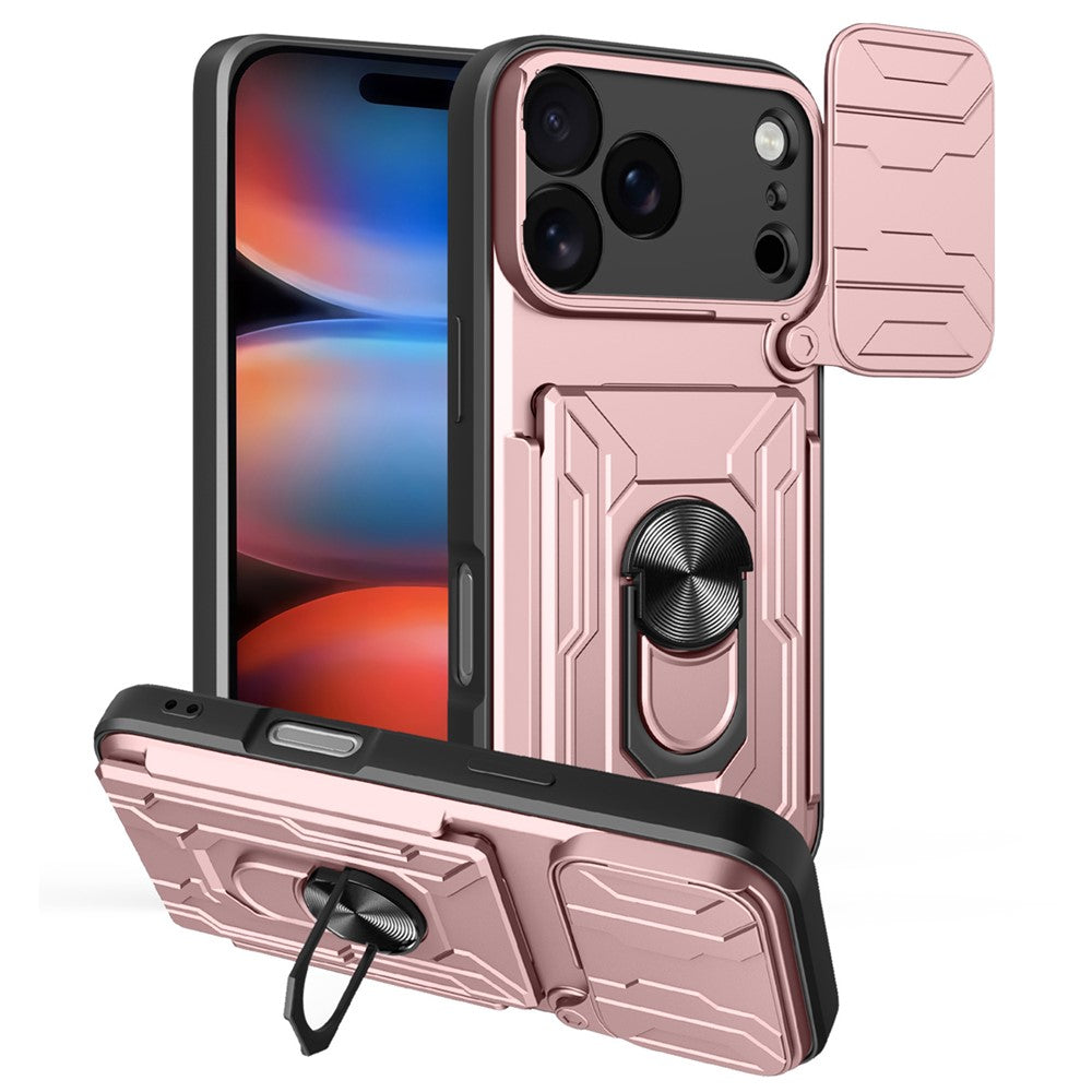 For iPhone 17 Pro Max Case PC + TPU Kickstand Phone Back Cover with Camera Slider