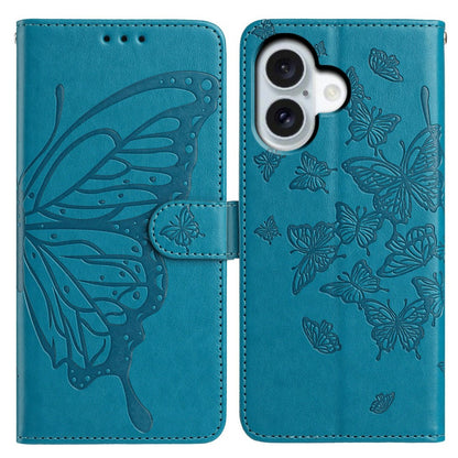 For iPhone 17 Case Butterfly Imprinted Wallet Stand PU Leather Flip Phone Cover with Strap