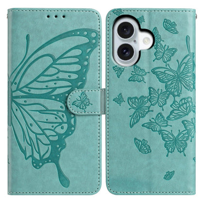 For iPhone 17 Case Butterfly Imprinted Wallet Stand PU Leather Flip Phone Cover with Strap