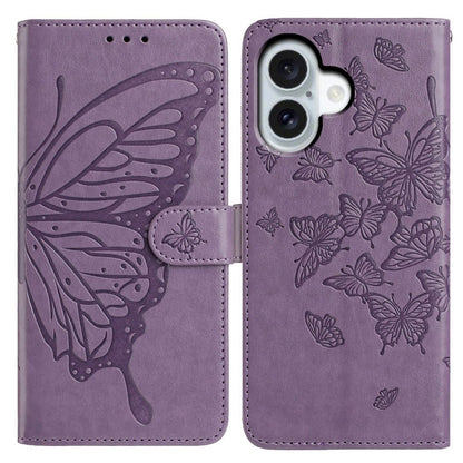 For iPhone 17 Case Butterfly Imprinted Wallet Stand PU Leather Flip Phone Cover with Strap