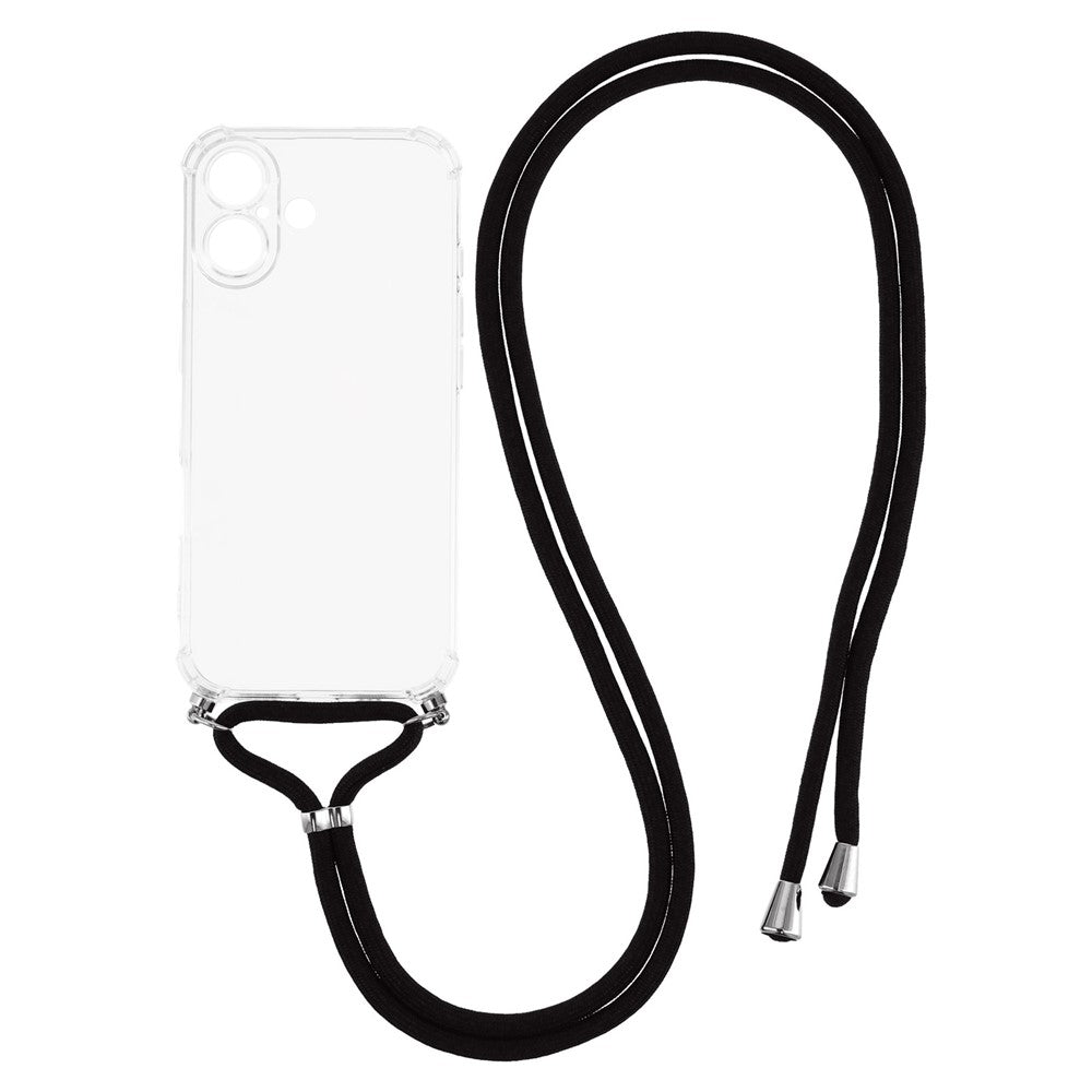 For iPhone 17 Case Reinforced Corner TPU Clear Phone Cover with Lanyard