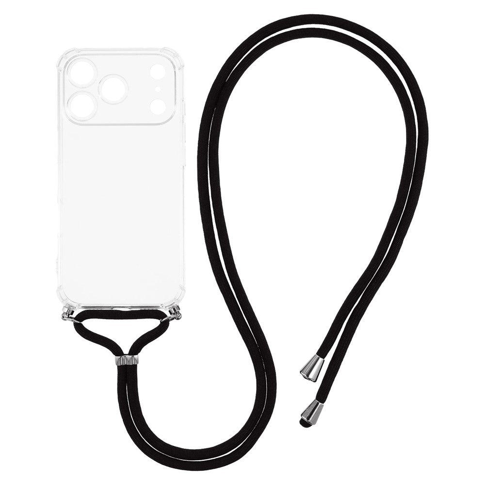 For iPhone 17 Pro Case Reinforced Corner TPU Clear Phone Cover with Lanyard