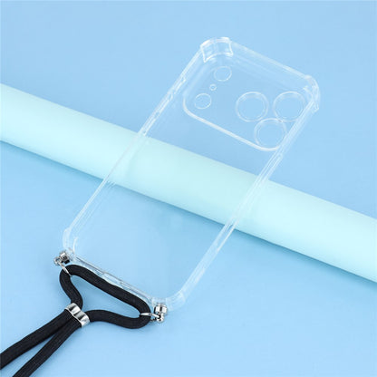 For iPhone 17 Pro Case Reinforced Corner TPU Clear Phone Cover with Lanyard