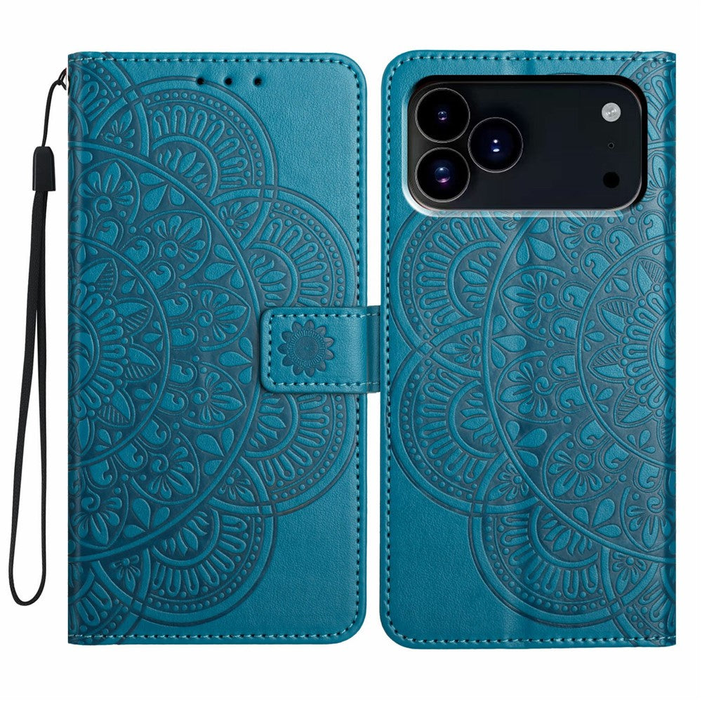 For iPhone 18 Pro / 17 Pro Leather Case with Card Slots Mandala Pattern Phone Cover Stand