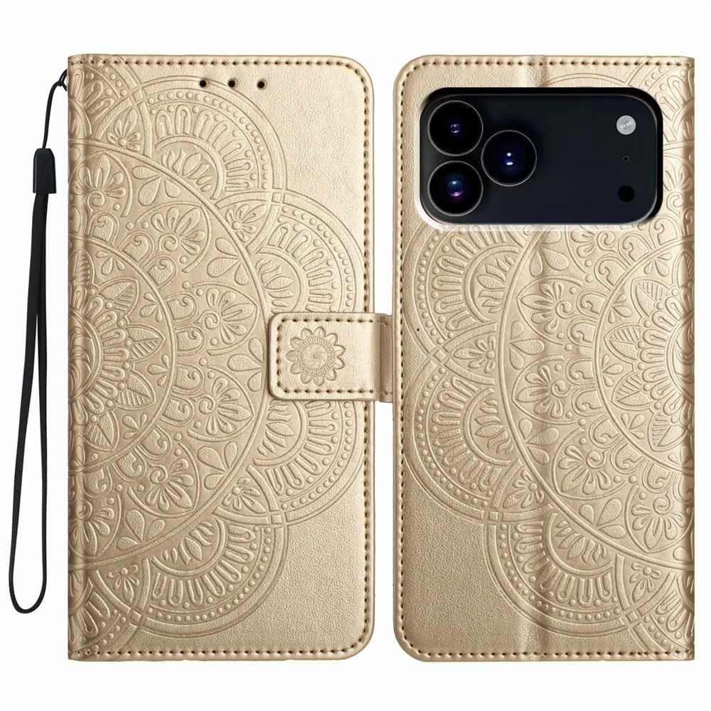 For iPhone 18 Pro / 17 Pro Leather Case with Card Slots Mandala Pattern Phone Cover Stand