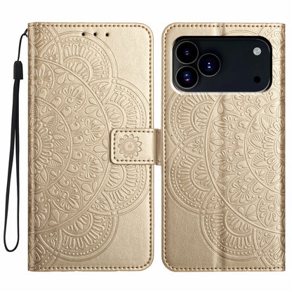 For iPhone 18 Pro / 17 Pro Leather Case with Card Slots Mandala Pattern Phone Cover Stand