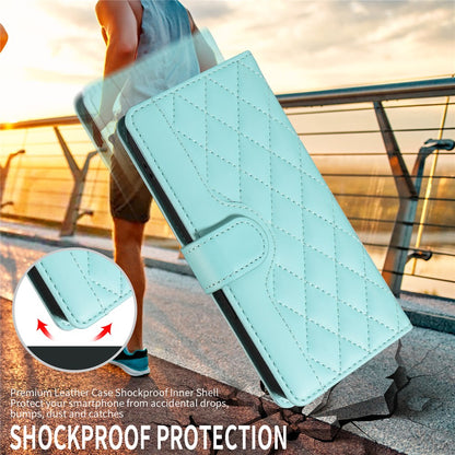 For iPhone 17 Wallet Case Rhombus Leather Phone Cover with Strap