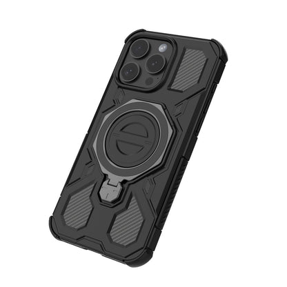 For iPhone 15 Pro Magnetic Case Rotating Metal Kickstand Shockproof PC + TPU Phone Back Cover