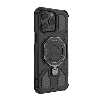 For iPhone 15 Pro Magnetic Case Rotating Metal Kickstand Shockproof PC + TPU Phone Back Cover