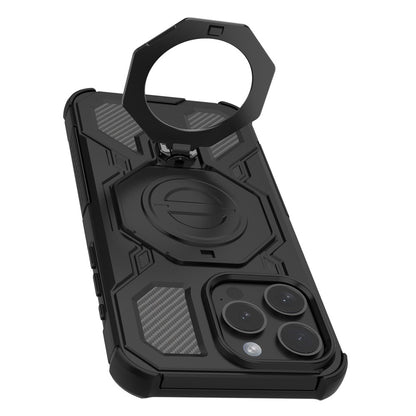 For iPhone 15 Pro Magnetic Case Rotating Metal Kickstand Shockproof PC + TPU Phone Back Cover